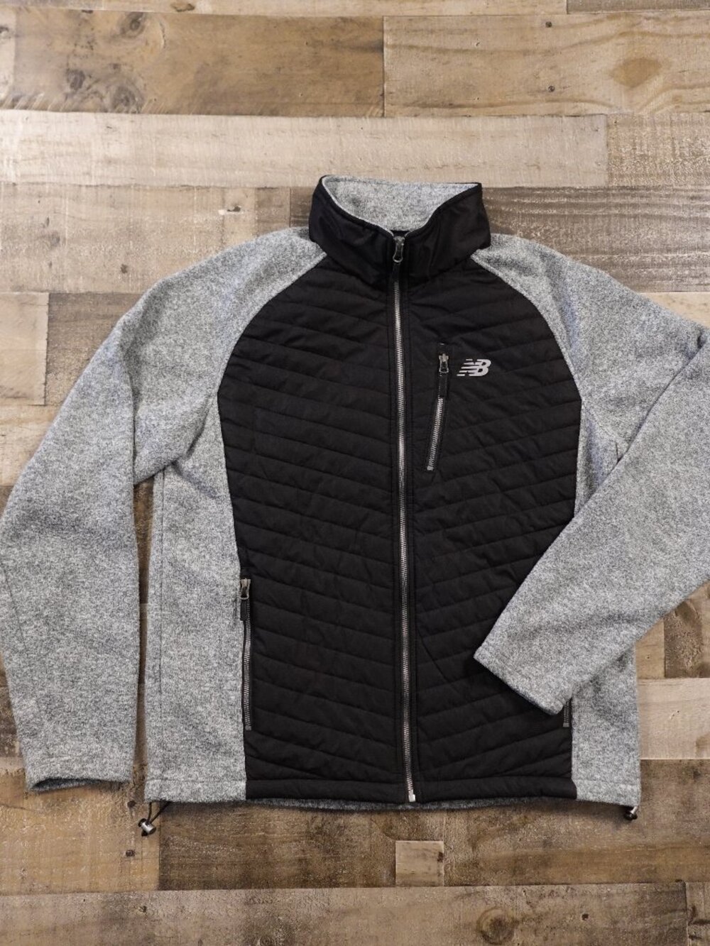 New Balance Quilted Hybrid Jacket Men’s Large Black Gray Athletic‎